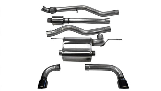 Corsa 12-14 BMW 335i Sedan RWD F30 3in Black Touring Dual Rear Single 3.5in Tip Cat-Back Exhaust 14937BLK