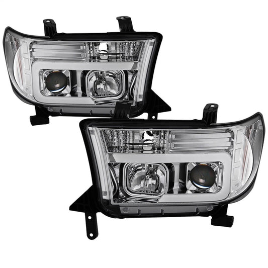 Spyder 07-13 Toyota Tundra V2 Light Bar DRL Projector Headlights - Chrome (PRO-YD-TTU07V2-LB-C) 5084651