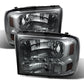 SPYDER Xtune Ford F250 F350 Super Duty 99-04 1Pc Headlights w/ LED Smoked HD-JH-FF25099-LED-SM 9026188