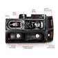 ANZO 88-98 Chevrolet C1500 Crystal Headlights Black Housing w/ Signal and Side Marker Lights 111507