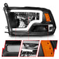 ANZO 2009-2020 Dodge Ram 1500 Full LED Square Projector Headlights w/ Chrome Housing Black Amber 111539