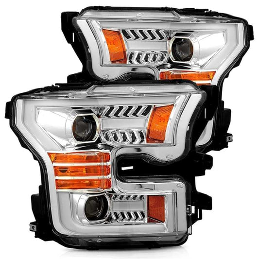 AlphaRex 15-17 Ford F-150 PRO-Series Projector Headlights Plank Style Chrm w/Activ Light/Seq Signal 880157 *Discontinued