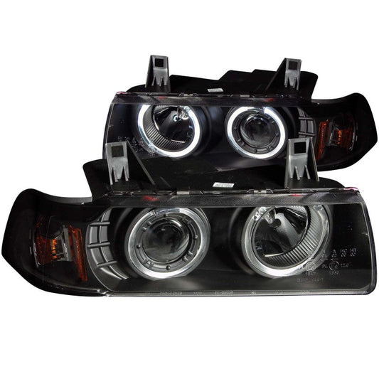 Anzo 1992-1998 BMW 3 Series E36 Projector Headlights w/ Halo Black G2 1 pc