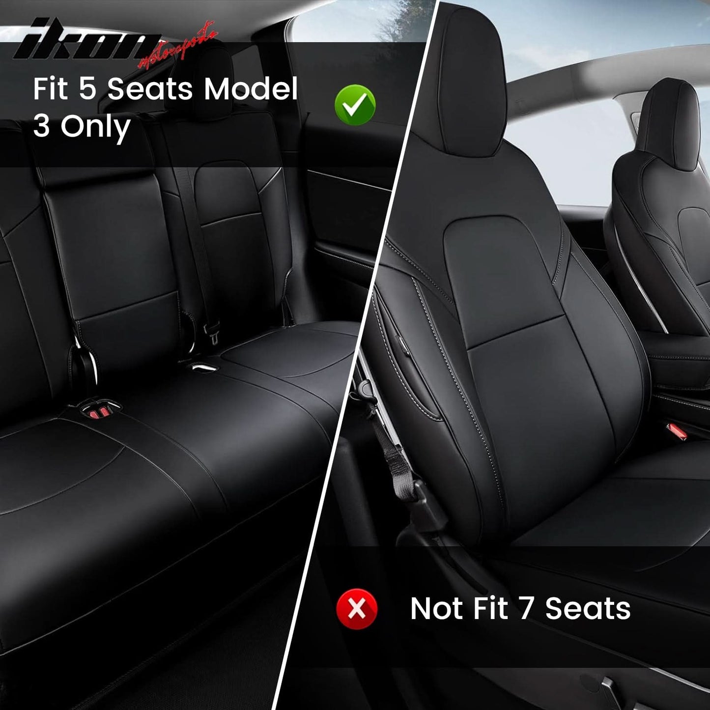 2017-2023 Tesla Model 3 Front Rear 5-Seat Seat Covers Leather
