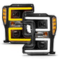 ANZO 17-19 Ford F-250/350/450 SD (w/o Factory LED) LED Proj Headlights w/Light Bar Switchback Blk 111577