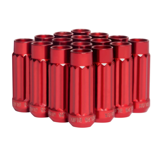 BLOX Racing 12-Sided P17 Tuner Lug Nuts 12x1.25 - Red Steel - Set of 16 BXAC-00144-RD