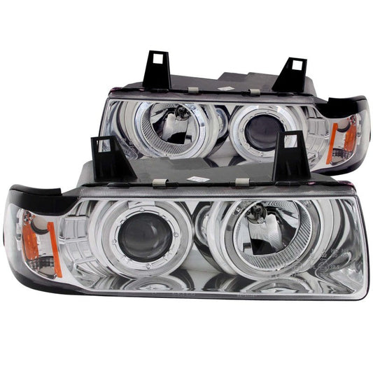 Anzo 1992-1998 BMW 3 Series E36 Projector Headlights w/ Halo Chrome G2 1 pc