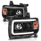 Anzo GMC Canyon 15-18 Projector Plank Style Headlight Black W/ Amber