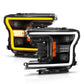 ANZO 18-20 Ford F-150 (w/o Fctry LED) Full LED Proj Headlights w/Light Bar Swtchbk Seq. Black w/Init 111570