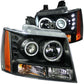 Anzo 2007-2013 Chevrolet Avalanche Projector Headlights w/ Halo Black(CCFL)