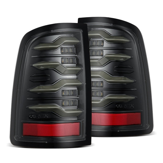 AlphaRex 09-18 Dodge Ram Luxx-Series LED Tail Lights Alpha-Black w/ Activation Light & Seq. Signal 640003 *Discontinued
