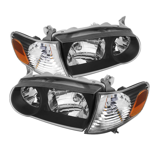 SPYDER Xtune Toyota Corolla 01-02 Crystal Headlights w/ Amber Corner Lights Black HD-JH-TC01-AM-BK 5072948