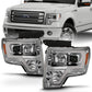 ANZO 2009-2014 Ford F-150 Projector Headlight Plank Style Chrome Amber 111444