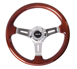 NRG Classic Wood Grain Steering Wheel (330mm) Wood Grain w/Chrome 3-Spoke Center