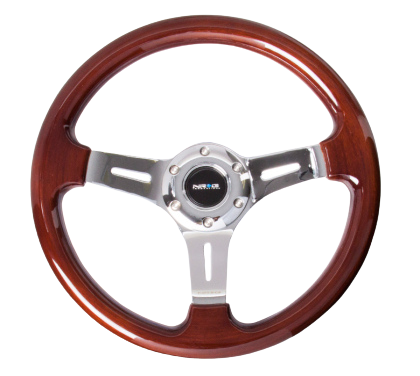 NRG Classic Wood Grain Steering Wheel (330mm) Wood Grain w/Chrome 3-Spoke Center