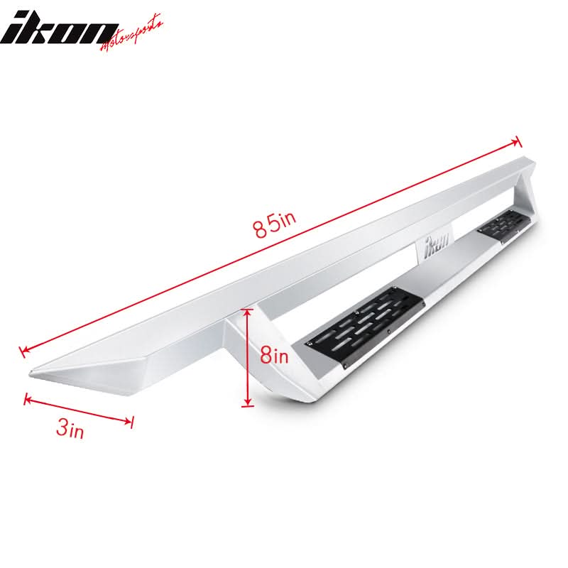 2009-2014 Ford F-150 Crew Cab IKON V1 Silver Running Board Solid Steel