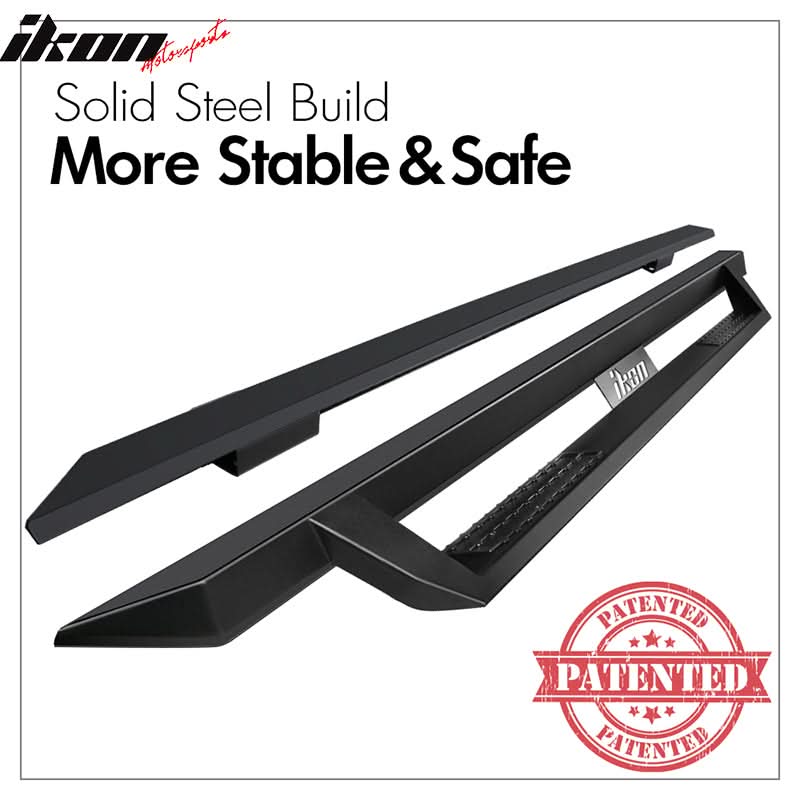 2009-2023 Dodge Ram 1500 IKON V1 Style Black Running Board Solid Steel