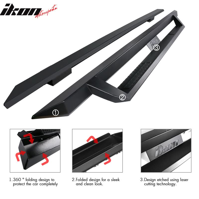 2007-2021 Toyota Tundra Double Cab IKON V1 Black Running Boards Steel