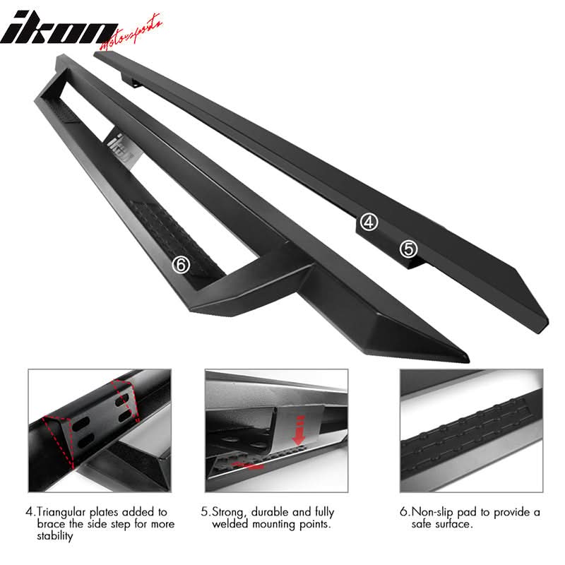 2007-2021 Toyota Tundra Double Cab IKON V1 Black Running Boards Steel
