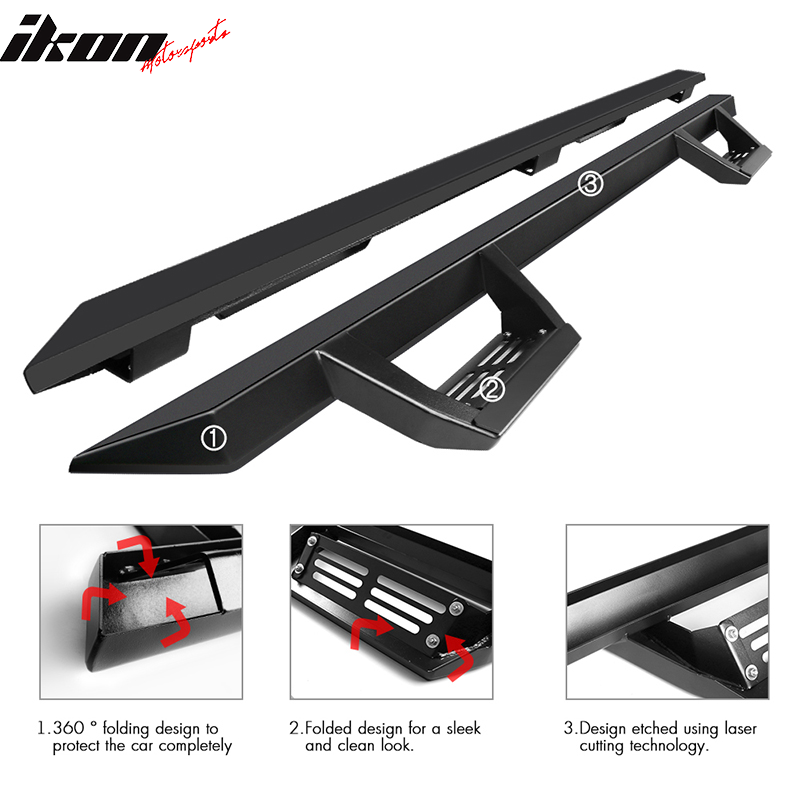 2005-2022 Toyota Tacoma Double Cab IKON V2 Black Running Boards Steel