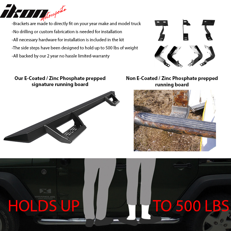 2007-2021 Toyota Tundra Crew Max IKON V2 Black Running Boards Steel