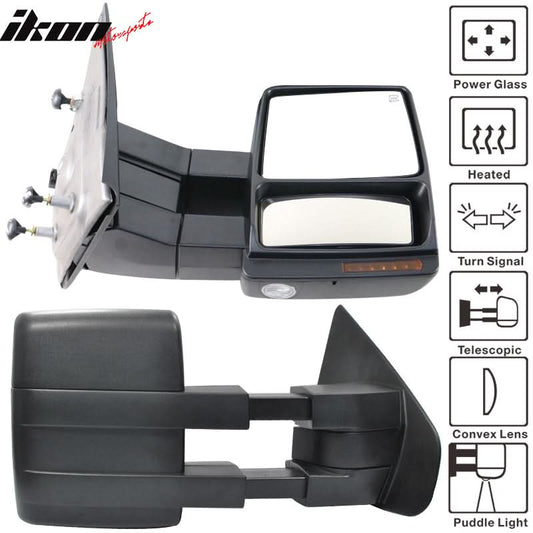 2007-2014Â F150 Tow Mirrors Power Heated Turn Signal Puddle Light 2PC