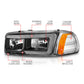 Anzo 99-17 GMC Sierra/Denali Headlights Black Amber (w/C Light Bars) 111522