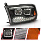 ANZO 2009-2018 Dodge Ram 1500 Projector H.L. Switchback Black Amber 111441