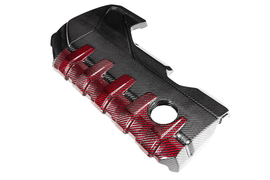 Eventuri Audi 8Y / 8V RS3 / 8S TTRS Black Carbon and Red Kevlar Engine Cover