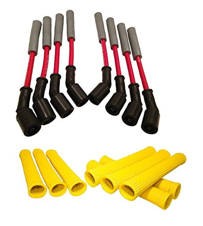 LSx Performance Spark Plug Wire & Heat Boot Combo (Red Wires & Yellow Boots)