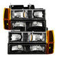 SPYDER Xtune GMC Yukon 94-99 Headlights w/ Corner & Parking Lights 8pcs Sets -Black HD-JH-GCK94-AM-BK-SET 9034442