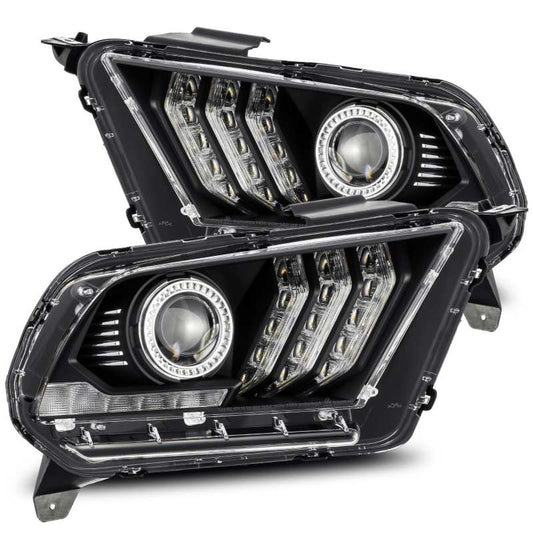 AlphaRex 10-12 Ford Mustang PRO-Series Projector Headlights Plank Style Jet Black w/Top/Bottom DRL 880110 *Discontinued