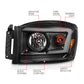Anzo 06-09 Dodge RAM 1500/2500/3500 Headlights Black Housing/Clear Lens (w/ Light Bars) 111524