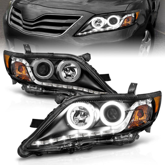 Anzo 2010-2011 Toyota Camry Projector Headlights w/ Halo Black (CCFL)