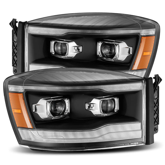 AlphaRex 06-08 Dodge Ram 1500HD LUXX LED Projector Headlights Plank Style Black w/Seq Signal/DRL 880535 *Discontinued