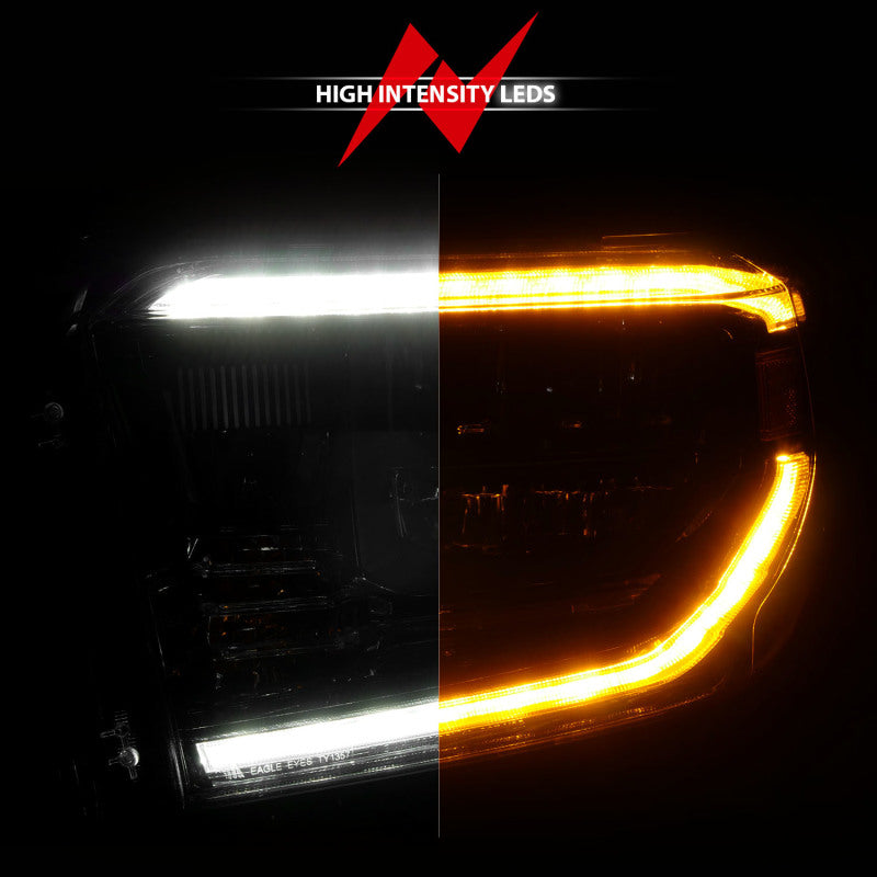 ANZO 2014-2021 Toyota Tundra LED Crystal Headlights w/ Switchback Black Housing w/ DRL 111533
