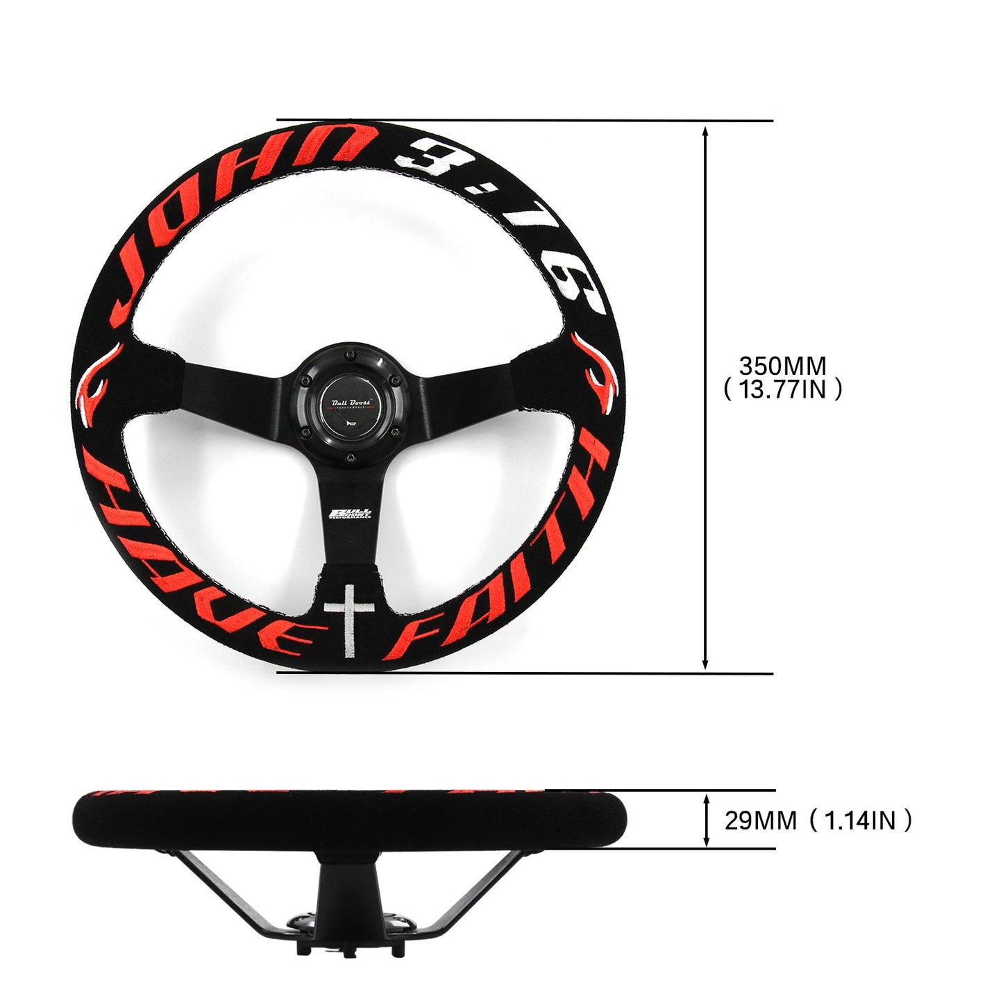 Have Faith Suede Steering Wheel + Short Hub Adapter Kit For Honda Acura Civic Integra Accord Del Sol, CRX, Prelude