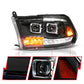 ANZO 09-19 Dodge RAM 1500 / 10-18 2500/3500 LED Proj Headlights SeqSig Black - Pair 111626A