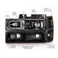 ANZO 88-98 Chevrolet C1500 Crystal Headlights Black Housing w/ Signal and Side Marker Lights 111507