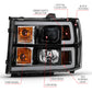 ANZO 2007-2013 Gmc Sierra 1500 Projector Headlight Plank Style Black w/ Clear Lens Amber 111482