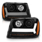 ANZO 2006-2009 Chevrolet Trailblazer Projector Headlights w/ Plank Style Design Black w/ Amber 111390