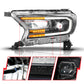 ANZO 19-23 Ford Ranger (Factory Halogen Model) Full LED Proj Headlights Init/DRL/SeqSig Black - Pair 111632A