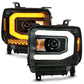 ANZO 2014-2015 Gmc Sierra 1500 Projector Headlight Plank Style Black w/ Switchback (Halogen Type) 111487