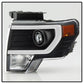 SPYDER xTune Ford F150 Projector Headlights - Light Bar DRL - Black PRO-JH-FF15009-LBDRL-BK 9037252