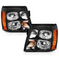 ANZO 2003-2006 Cadillac Escalade Crystal Headlight Black Amber 111423