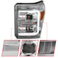 ANZO 11-16 Ford F-250/F-350/F-450 Projector Headlights w/ Plank Style Switchback Chrome w/Amber 111407