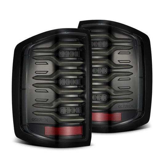 AlphaRex 14-18 Chevy Silverado 1500 Luxx-Series LED Tail Lights Alpha-Black w/Activ Light/Seq Signal 620040 *Discontinued