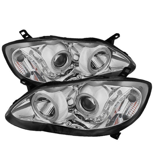 SPYDER Xtune Toyota Corolla 03-08 Projector Headlights LED Halo Chrome PRO-JH-TC03-LED-AM-C 5076298