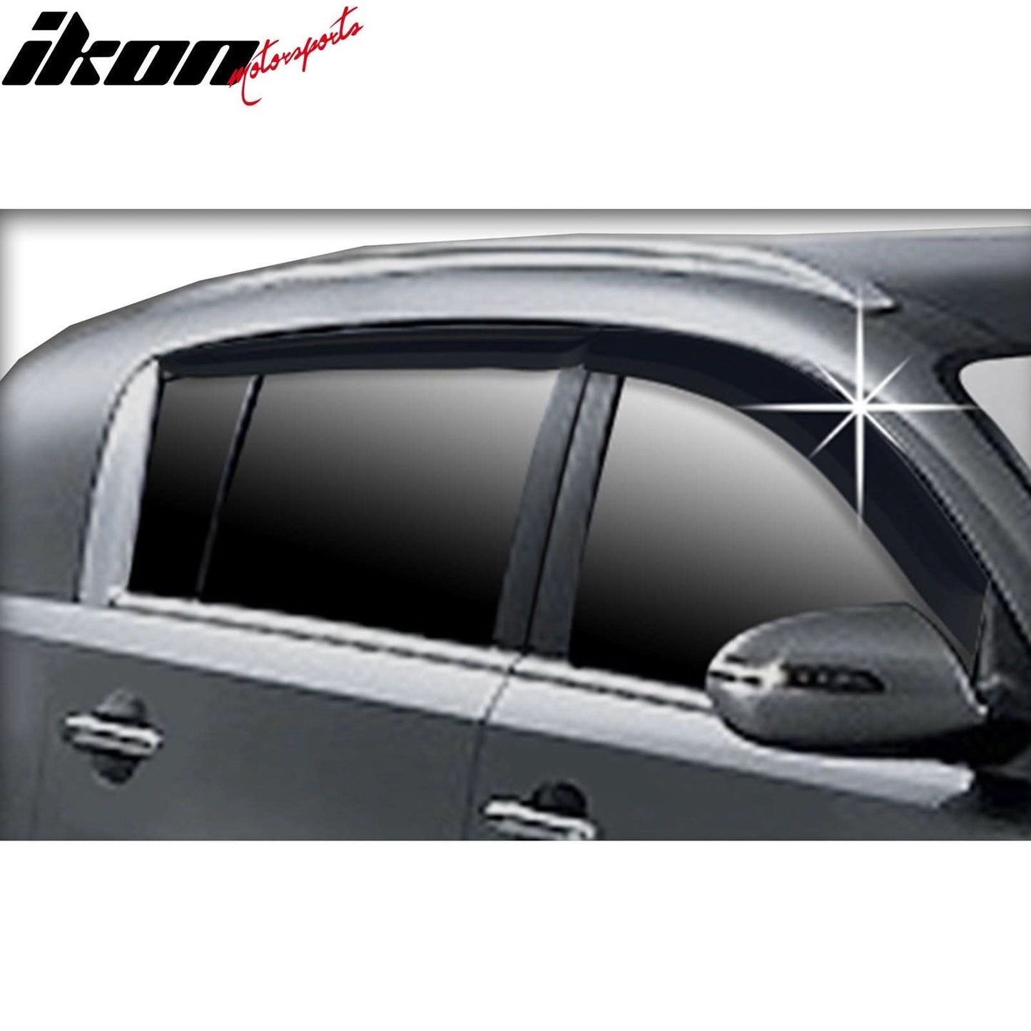 2011-2016 Kia Sportage Tape-On Dark Smoke 4PCS Window Visors Guard ABS