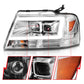 ANZO 2004-2008 Ford  F-150 Projector Headlights w/ Light Bar Chrome Housing 111542